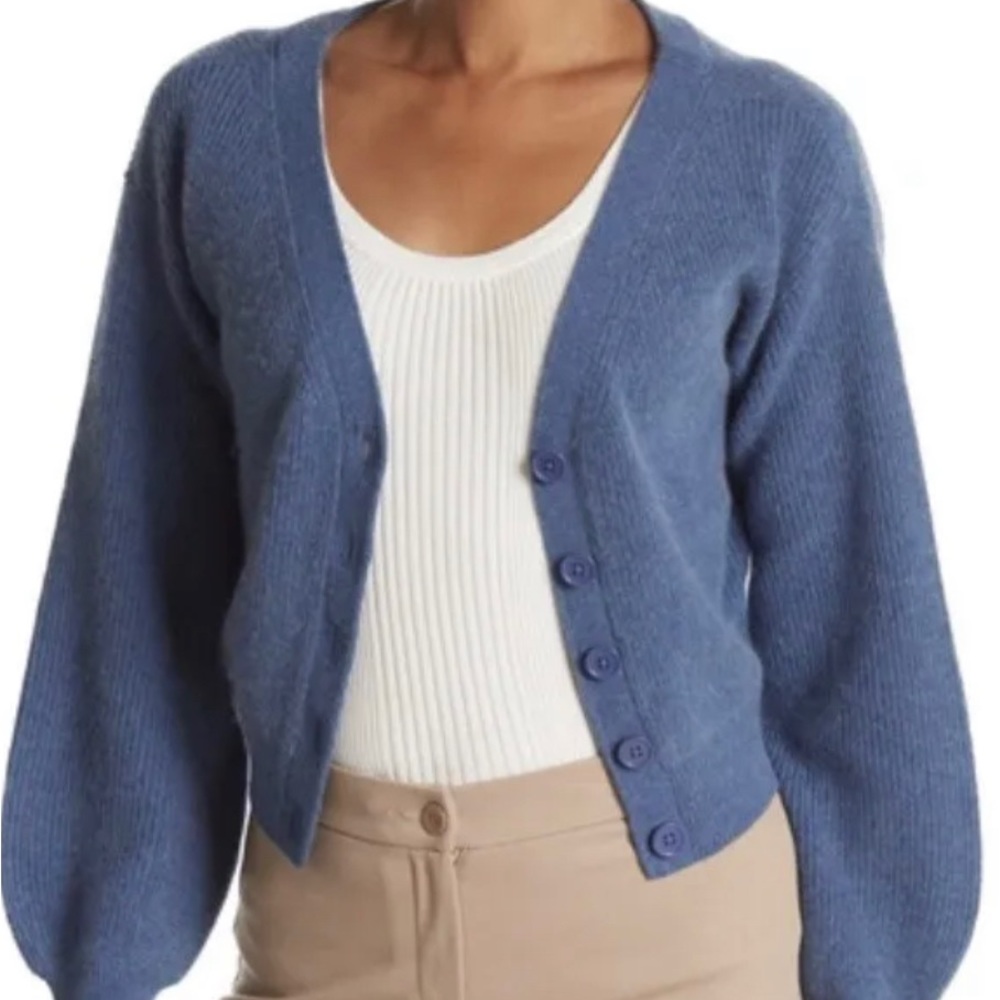 Alice + Olivia Blue Cardigan Sweater
